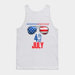 Independence Day American Flag Sunglasses 4th of July Tank Top